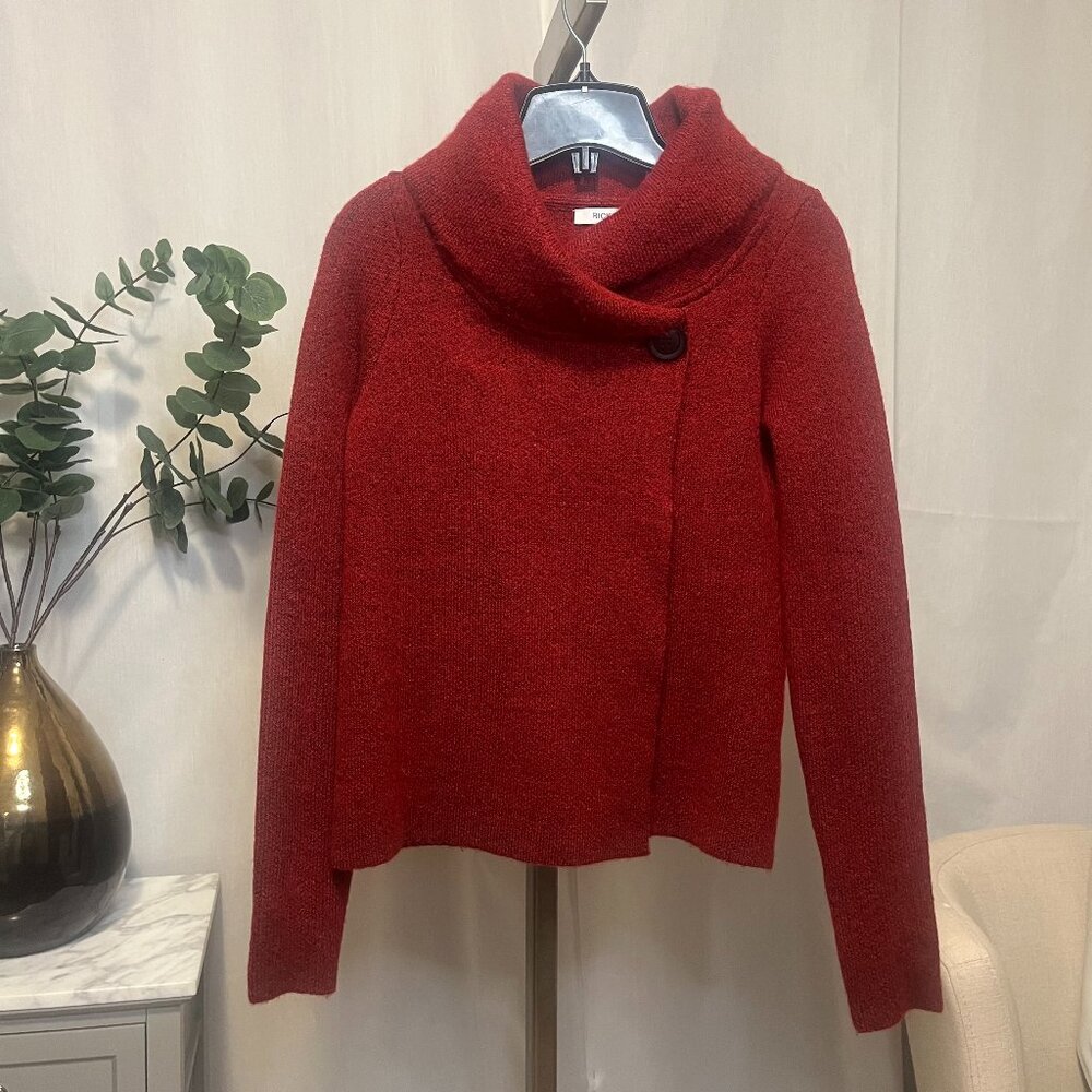 Ricki's Crooped Womens XS Red Cowl Neck Long Sleeve Wrap Sweater Jacket